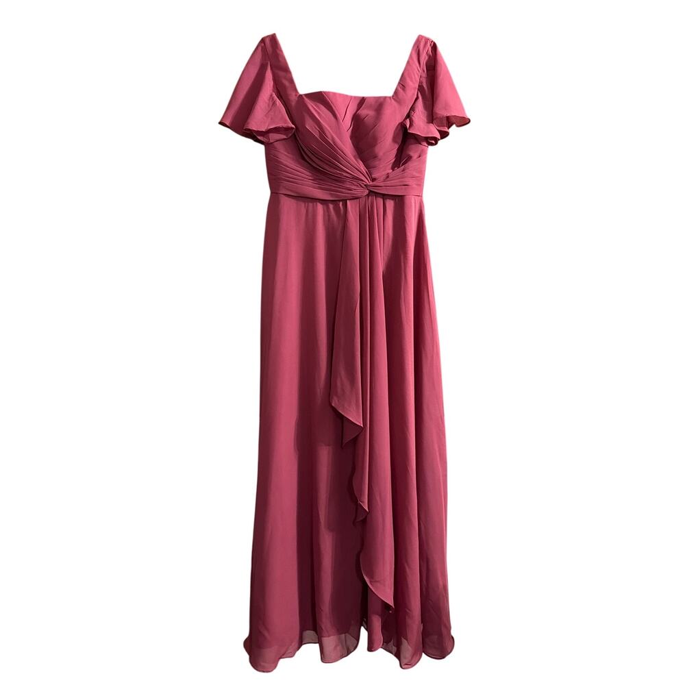 Women's Bridesmaid Dusty Rose Chiffon Slit Formal Dress Corset Back Size 8